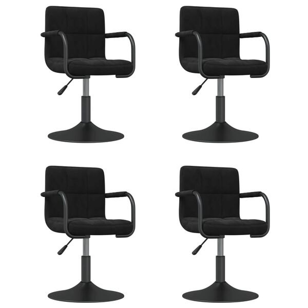 vidaXL Chaises pivotantes &agrave; manger lot de 4 noir velours