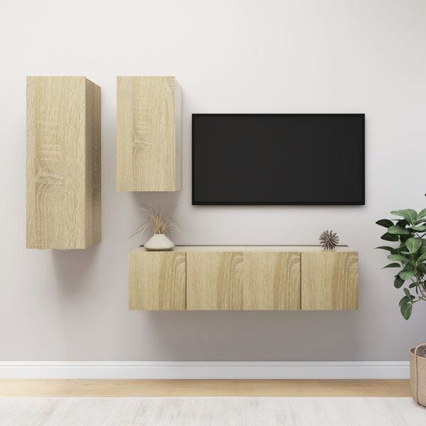 vidaXL Ensemble de meubles TV 4 pcs Ch&ecirc;ne sonoma Bois d'ing&eacute;nierie