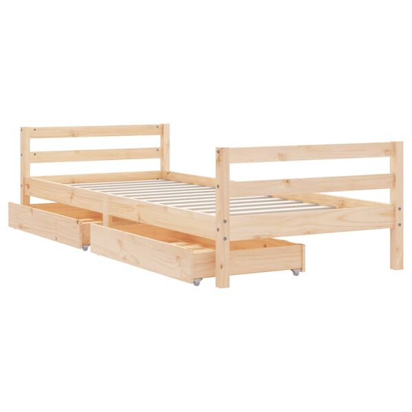 vidaXL Cadre de lit d'enfants et tiroirs 90x190 cm bois de pin massif