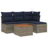 vidaXL Ensemble de canap&eacute; de jardin 5 pcs avec coussins gris r&eacute;sine tress&eacute;e