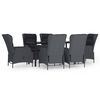 vidaXL Ensemble &agrave; manger de jardin 7 pcs Gris fonc&eacute; R&eacute;sine tress&eacute;e