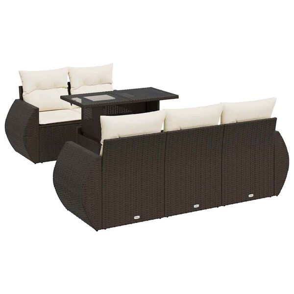 vidaXL Salon de jardin avec coussins 6 pcs marron r&eacute;sine tress&eacute;e