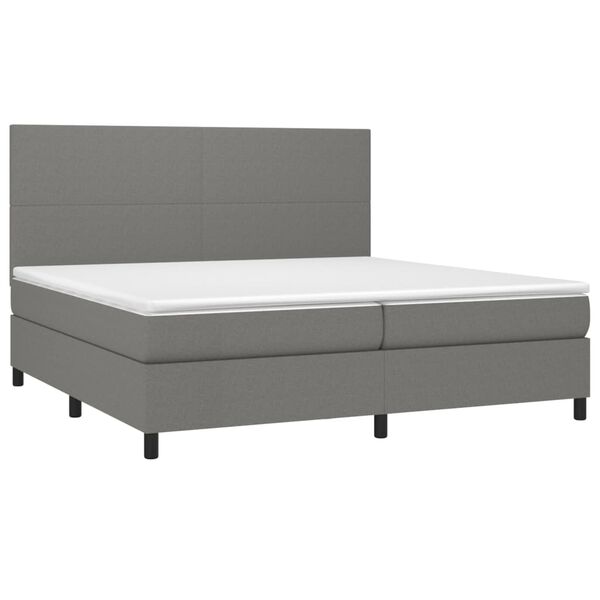 vidaXL Sommier &agrave; lattes de lit avec matelas Gris fonc&eacute; 200x200cm Tissu