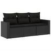 vidaXL Salon de jardin 3 pcs avec coussins noir r&eacute;sine tress&eacute;e