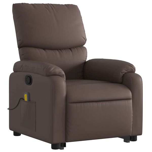 vidaXL Fauteuil inclinable de massage Marron Similicuir
