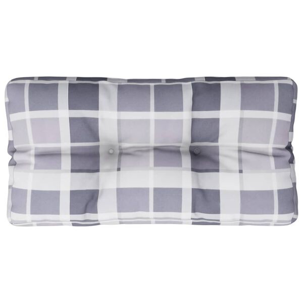 vidaXL Coussin de palette motif &agrave; carreaux gris 80x40x12 cm tissu