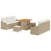 vidaXL Ensemble de canap&eacute; de jardin 9 pc Beige polyrotin