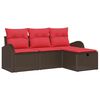 vidaXL Ensemble de canap&eacute; de jardin 4 pc Marron polyrotin