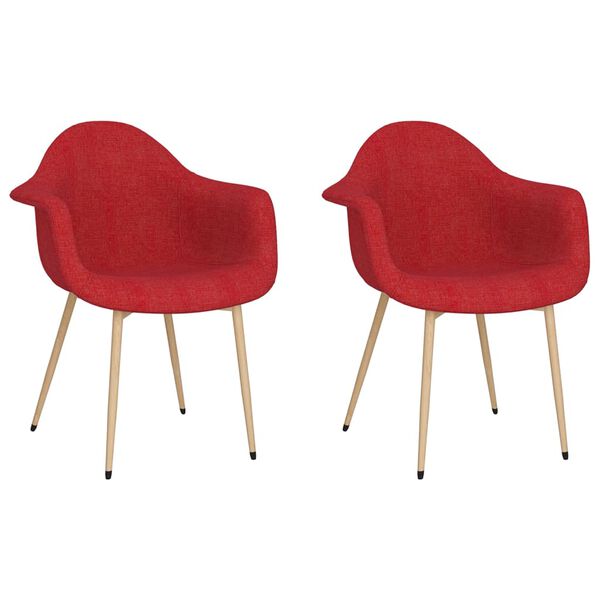 vidaXL Chaises &agrave; manger lot de 2 rouge bordeaux tissu