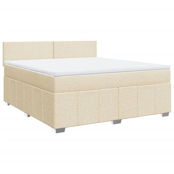 vidaXL Sommier &agrave; lattes de lit avec matelas Cr&egrave;me 180x200 cm Tissu