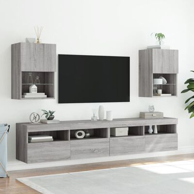 vidaXL Meuble TV avec lumières LED sonoma gris 40,5x30x60 cm