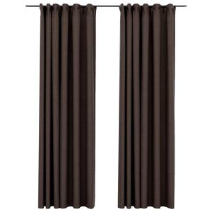 vidaXL Rideaux occultants aspect lin et crochets 2 pcs Taupe 140x225cm