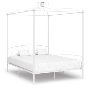 vidaXL Cadre de lit &agrave; baldaquin sans matelas blanc m&eacute;tal 180x200 cm