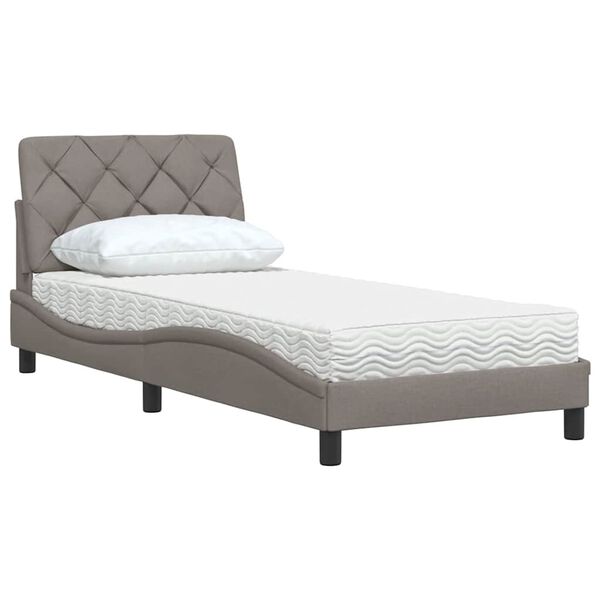 vidaXL Lit avec matelas taupe 90x190 cm tissu