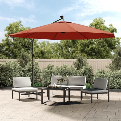 vidaXL Parasol déporté avec lumières LED Terre cuite 350 cm