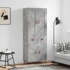 vidaXL Buffet haut Gris b&eacute;ton 69,5x34x180 cm Bois d'ing&eacute;nierie