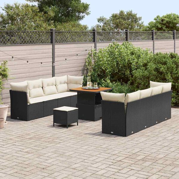 vidaXL Ensemble de canap&eacute; de jardin 11 pcs Noir polyrotin