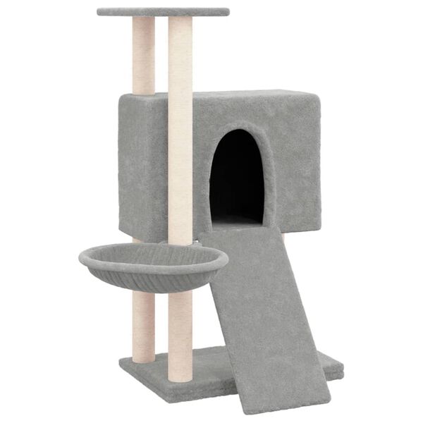 vidaXL Arbre &agrave; chat avec griffoirs en sisal Gris clair 96 cm
