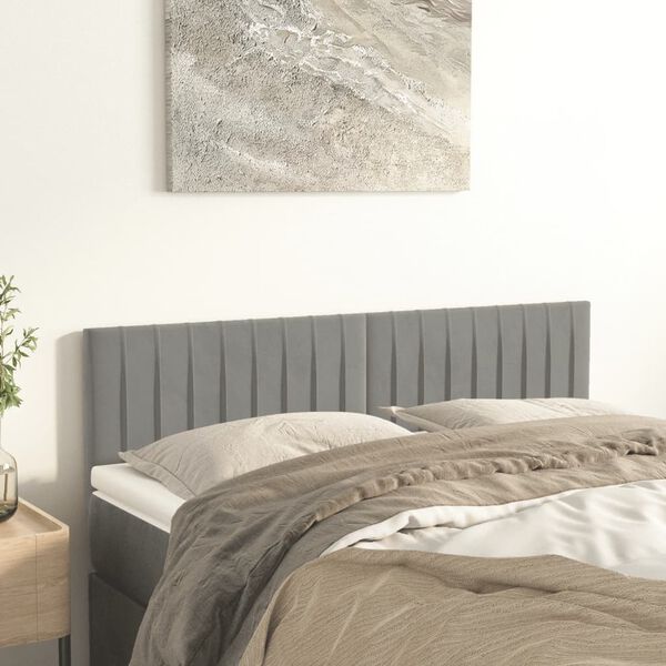 vidaXL T&ecirc;tes de lit 2 pcs Gris clair 72x5x78/88 cm Velours