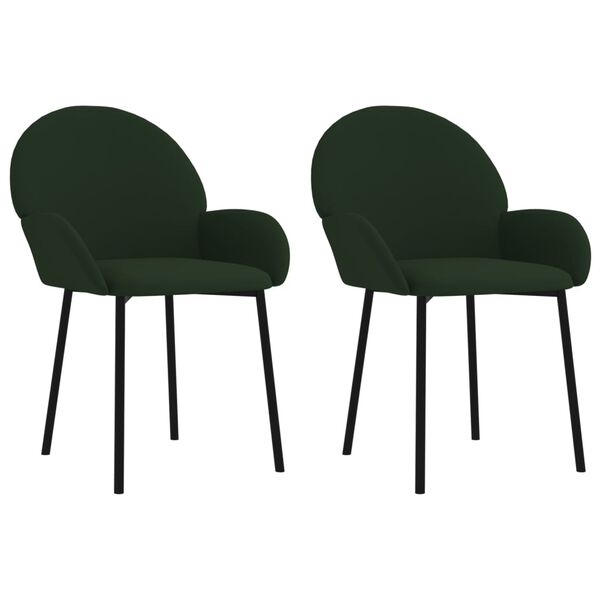 vidaXL Chaises à manger lot de 2 Vert foncé Velours