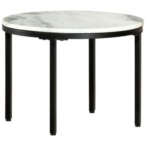 vidaXL Table basse Blanc et noir &Oslash;50 cm Marbre solide v&eacute;ritable