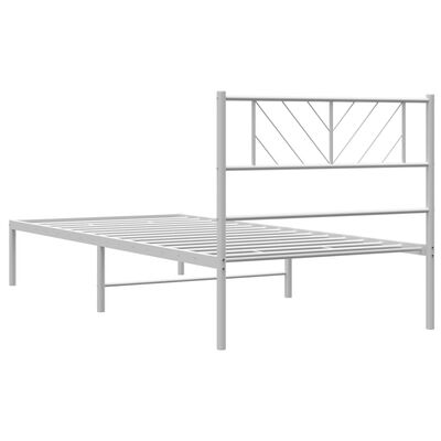 vidaXL Cadre de lit métal sans matelas et tête de lit blanc 107x203 cm