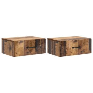 vidaXL Cabinet de chevet mural 2 pcs Bois ancien 49 x 34,5 x 20 cm