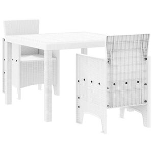 vidaXL Ensemble de salle &agrave; manger pour jardin 3 pcs Blanc Rattan Polt