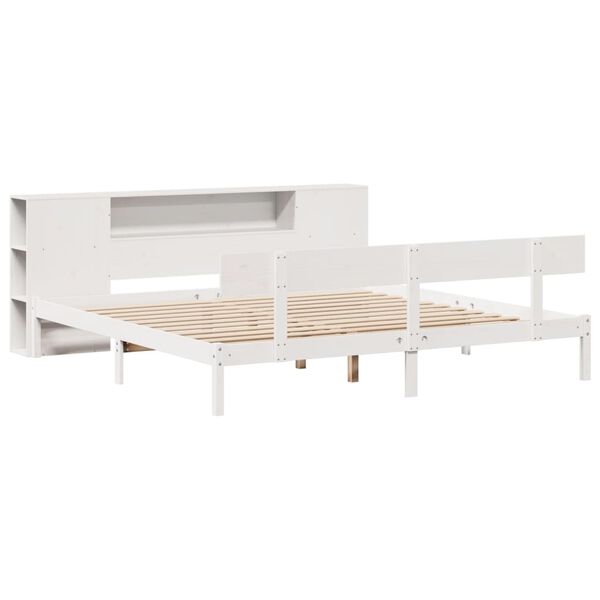 vidaXL Lit bibliothèque sans matelas blanc 180x200 cm bois pin massif