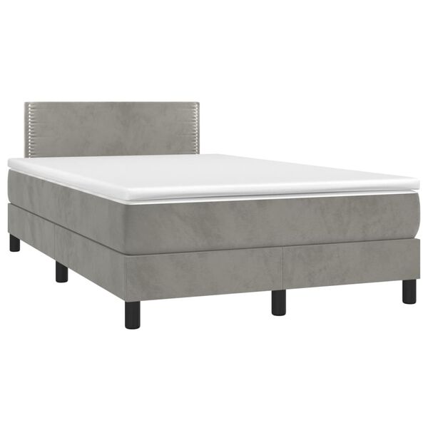 vidaXL Sommier &agrave; lattes de lit avec matelas LED Gris clair 120x200 cm