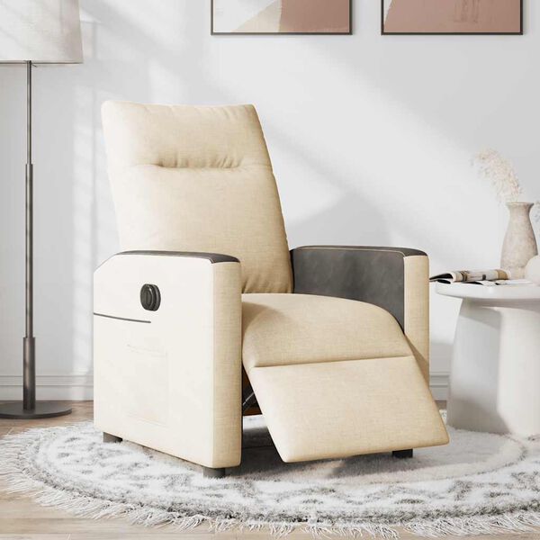 vidaXL Fauteuil inclinable &eacute;lectrique Cr&egrave;me Tissu