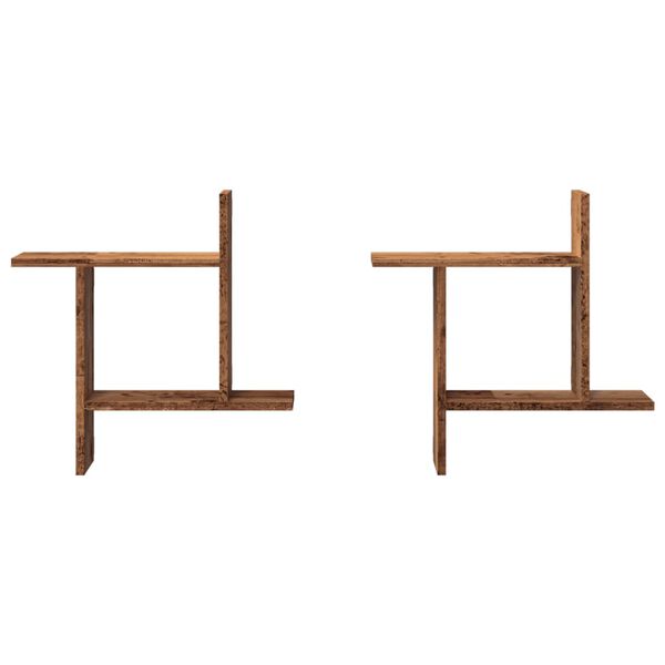 vidaXL &Eacute;tag&egrave;res murales 2 pcs vieux bois 50x12x50 cm bois d'ing&eacute;nierie