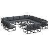 vidaXL Ensemble de canap&eacute; de jardin 14 pc Noir Aluminium