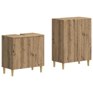 vidaXL Ensemble de 2 meubles de salle de bain DELFT Ch&ecirc;ne artisanal