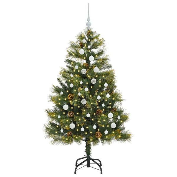 vidaXL Sapin de No&euml;l artificiel avec branches pliables et c&ocirc;nes 150 cm