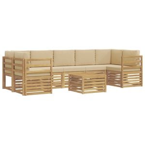vidaXL Ensemble de canap&eacute;s d'ext&eacute;rieur 8 pc Blanc et Beige Polyester