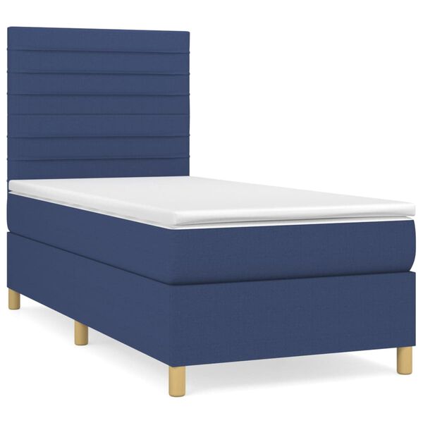 vidaXL Sommier &agrave; lattes de lit avec matelas Bleu 80x200 cm Tissu