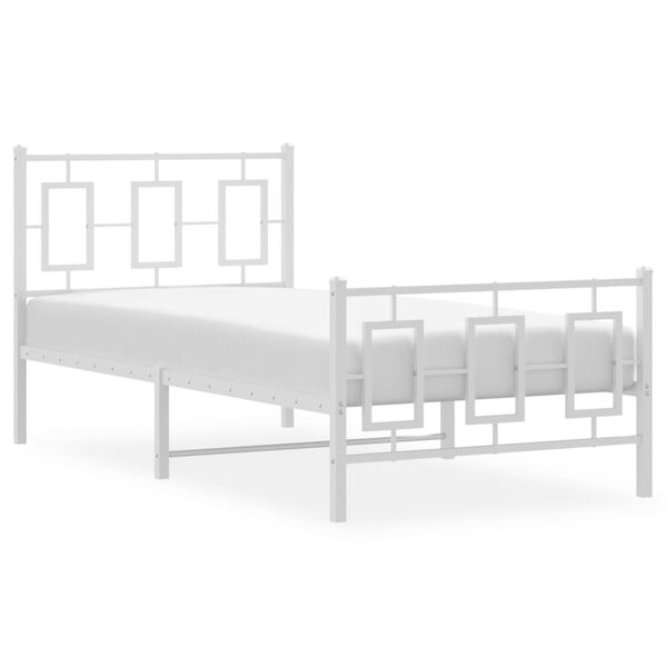 vidaXL Cadre de lit m&eacute;tal sans matelas avec pied de lit blanc 90x200cm