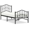 vidaXL Cadre de lit métal sans matelas avec pied de lit noir 75x190 cm