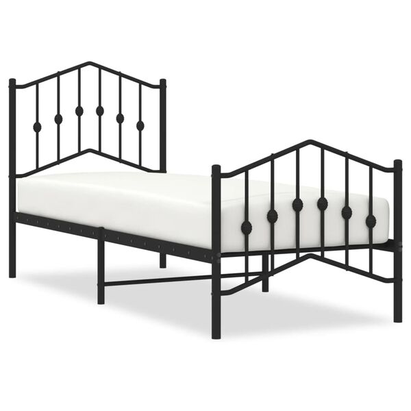 vidaXL Cadre de lit métal sans matelas avec pied de lit noir 75x190 cm