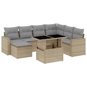 vidaXL Salon de jardin avec coussins 8 pcs beige r&eacute;sine tress&eacute;e