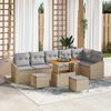 vidaXL Ensemble de canap&eacute; de jardin 9 pcs Beige Poly rotin