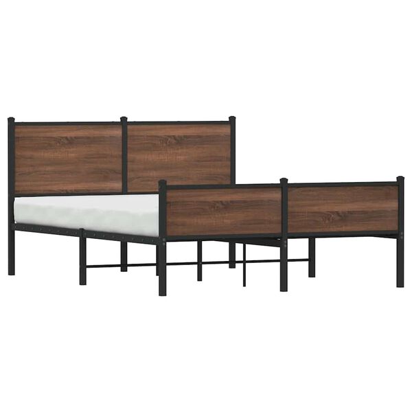 vidaXL Cadre de lit en m&eacute;tal sans matelas ch&ecirc;ne marron 140x200 cm