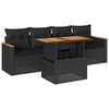 vidaXL Salon de jardin 5 pcs avec coussins noir r&eacute;sine tress&eacute;e acacia