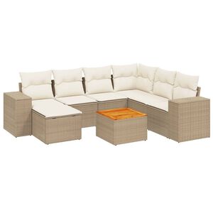 vidaXL Salon de jardin avec coussins 8 pcs beige r&eacute;sine tress&eacute;e