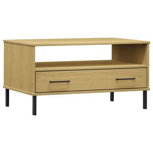 vidaXL Table basse avec pieds en m&eacute;tal Marron 85x50x45 cm Bois OSLO