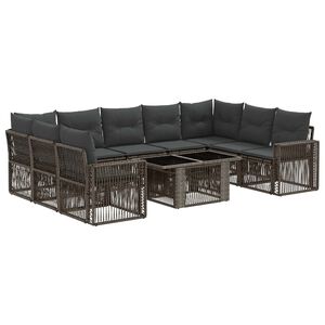 vidaXL Ensemble de canap&eacute; de jardin 10 pc Gris et Gris fonc&eacute; polyrotin