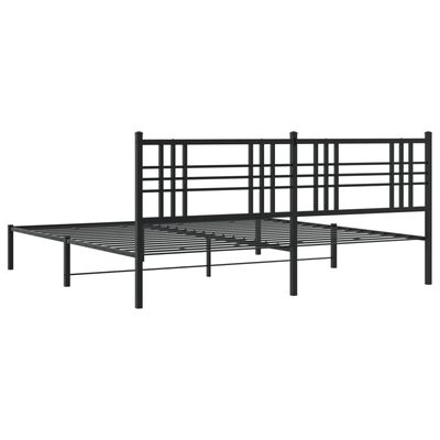 vidaXL Cadre de lit métal sans matelas avec tête de lit noir 193x203cm