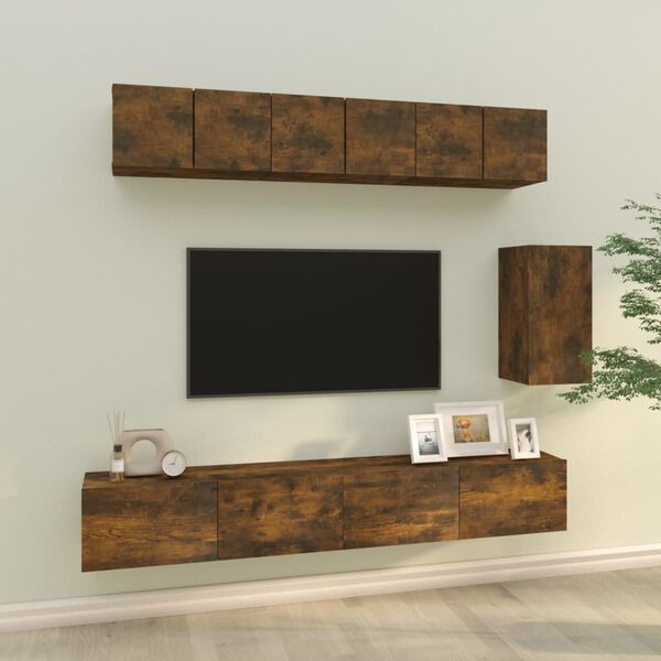 vidaXL Ensemble de meubles TV 6 pcs Ch&ecirc;ne fum&eacute; Bois d'ing&eacute;nierie