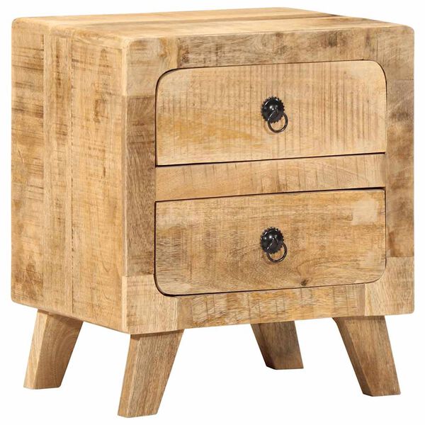 vidaXL Table de chevet 40x32x46 cm bois de manguier massif brut